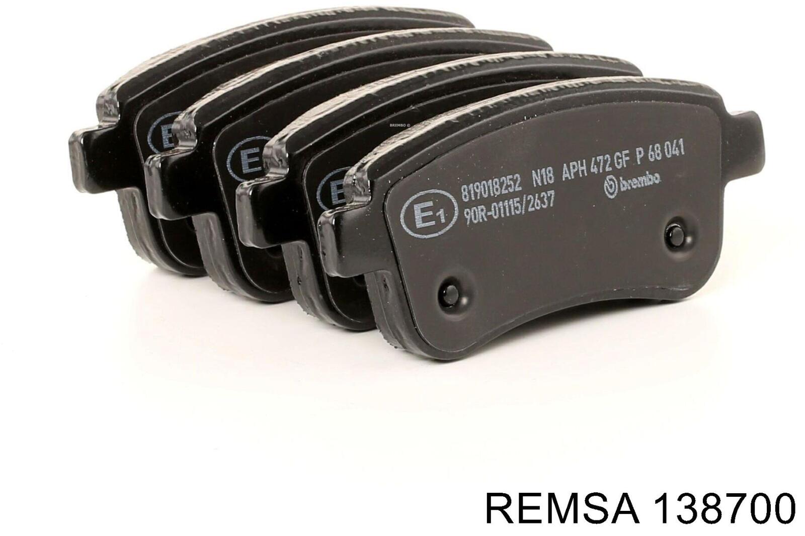 Pastillas traseras Remsa 138700
