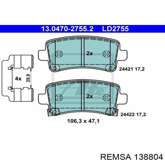 Comprar 138804 Remsa Pastillas de freno traseras