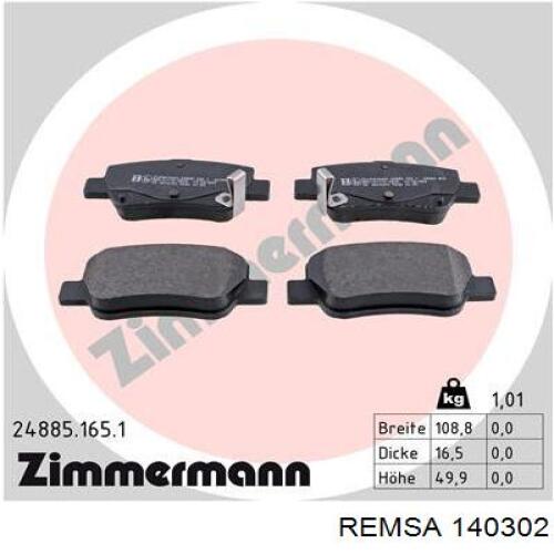 Pastillas traseras de freno Remsa 140302 precio, desde 24,85 EUR