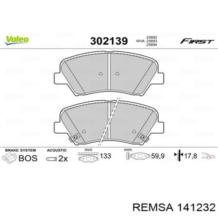 Comprar 141232 Remsa Pastillas delanteras de freno