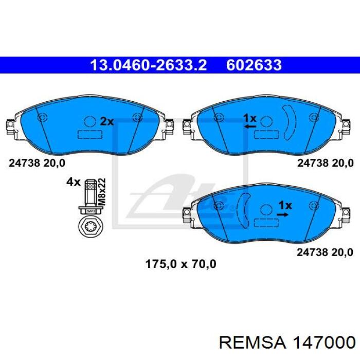 1470.00 Remsa pastillas de freno delanteras