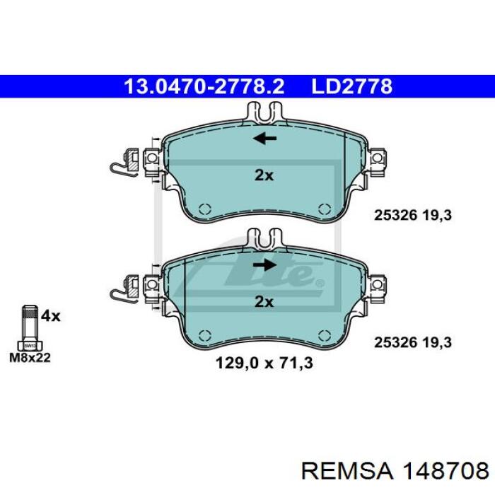 1487.08 Remsa pastillas de freno delanteras