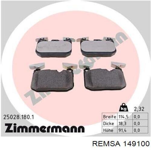Pastillas de freno delanteras Remsa 149100