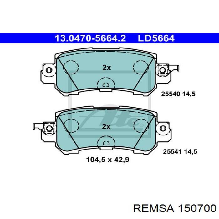 Pastillas traseras de freno Remsa 150700 precio, desde 21,45 EUR