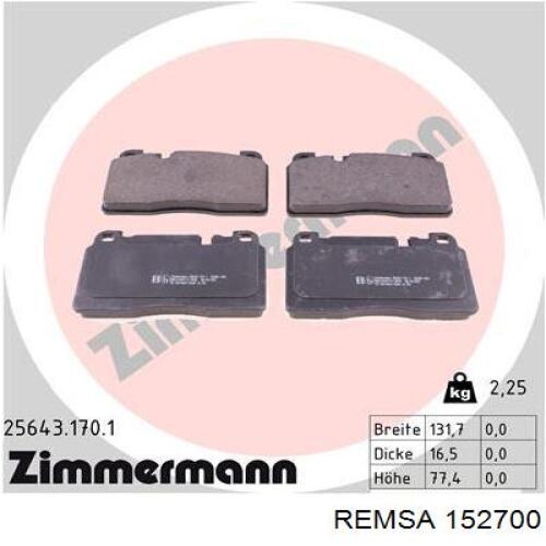 152700 Remsa Pastillas delanteras