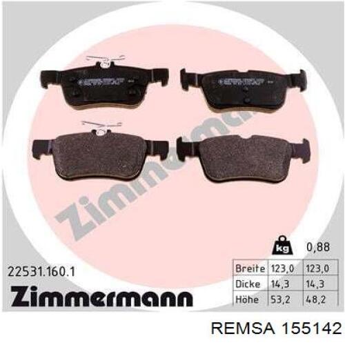 Pastillas traseras de freno Remsa 155142 precio, desde 31,75 EUR