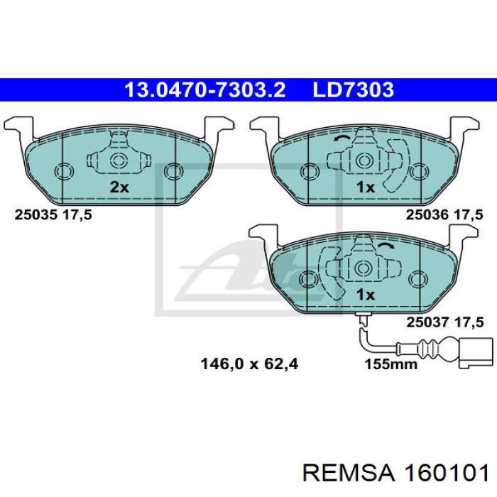 Pastillas de freno delanteras Remsa 160101