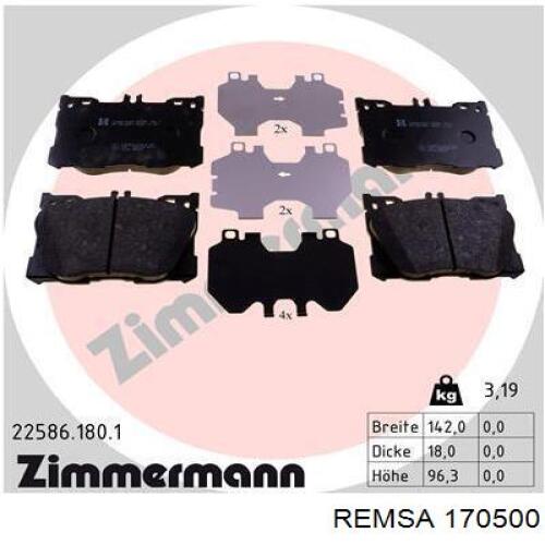 Comprar 170500 Remsa Pastillas delanteras de freno