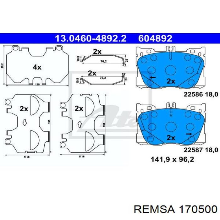 170500 Remsa pastillas de freno delanteras