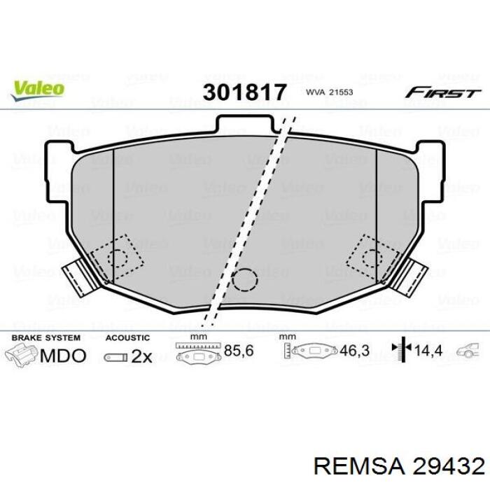 29432 Remsa pastillas de freno traseras