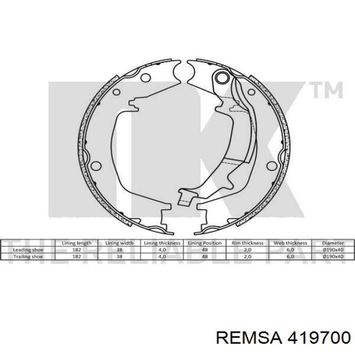 419700 Remsa zapatas de freno de mano