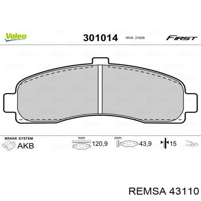 43110 Remsa pastillas de freno delanteras