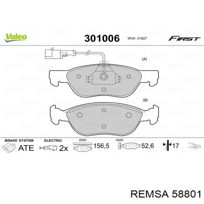 58801 Remsa pastillas de freno delanteras