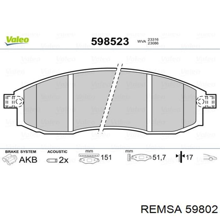 598.02 Remsa pastillas de freno delanteras