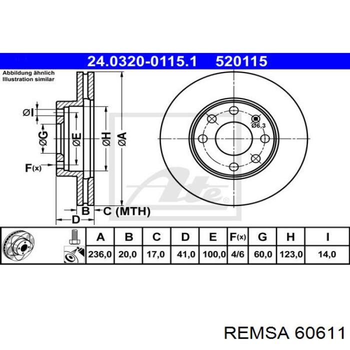 Freno de disco delantero Opel Astra 51, 52, F35, M35