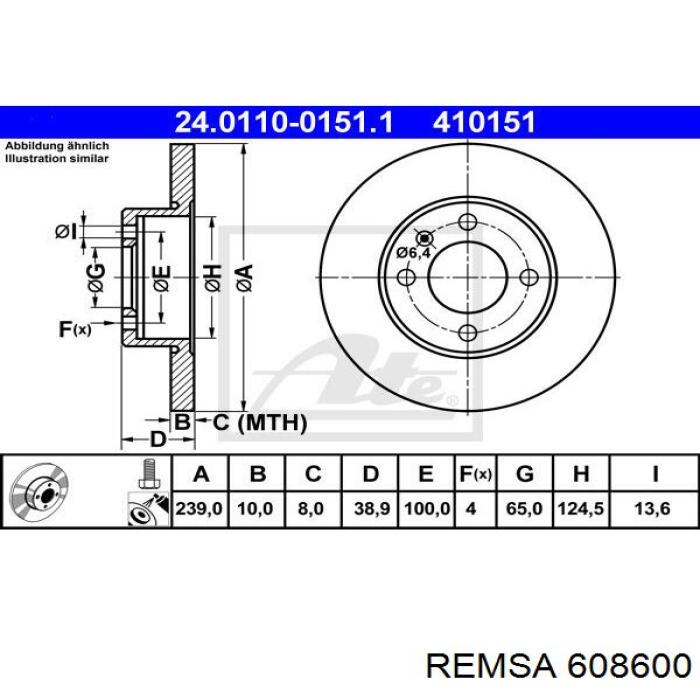 Freno de disco delantero REMSA 608600