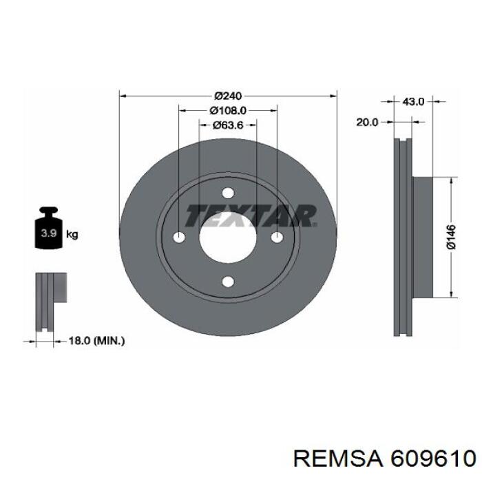 Freno de disco delantero REMSA 609610