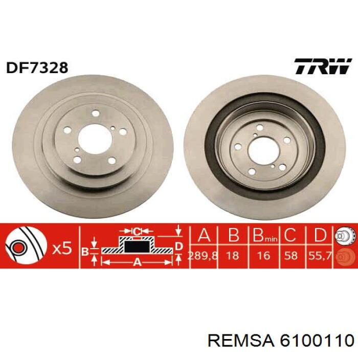 6100110 Remsa disco de freno trasero