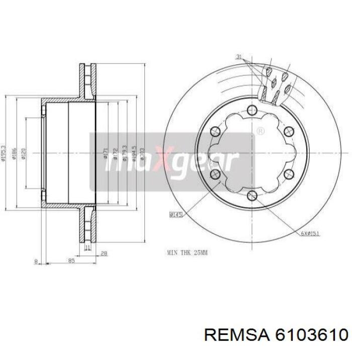 6103610 Remsa disco de freno trasero