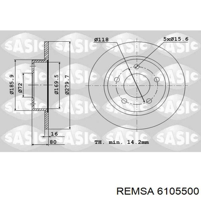 Comprar 6105500 Remsa Disco de freno trasero
