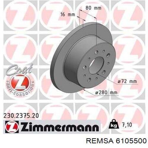 6105500 Remsa Freno de disco trasero