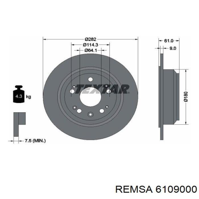 6109000 Remsa disco de freno trasero