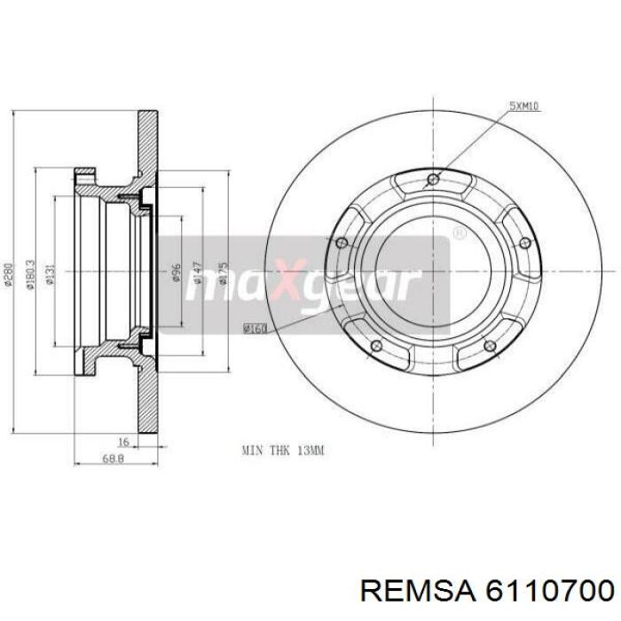 Disco de freno trasero Remsa 6110700 precio, desde 54,63 EUR