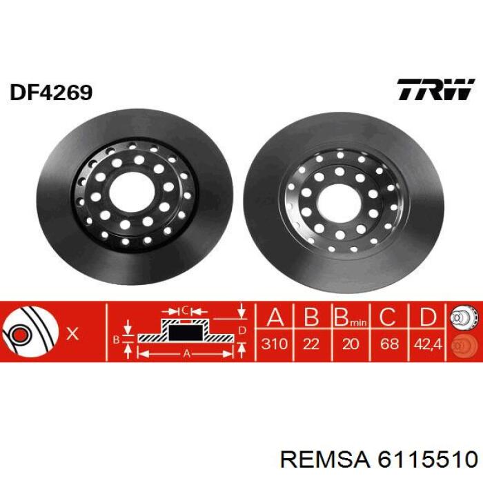 6115510 Remsa disco de freno trasero