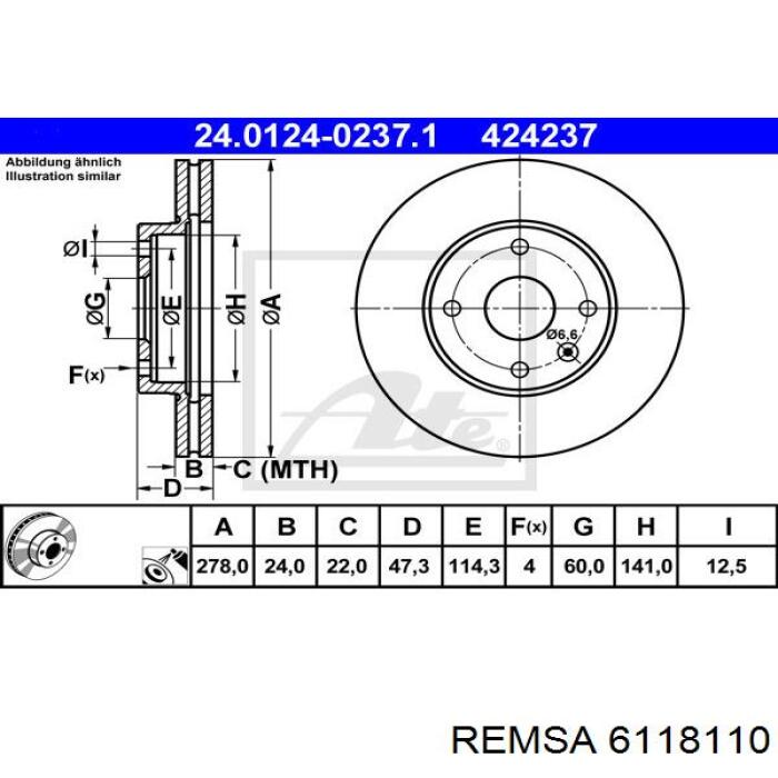 Frenos delanteros Remsa 6118110 precio, desde 43,15 EUR