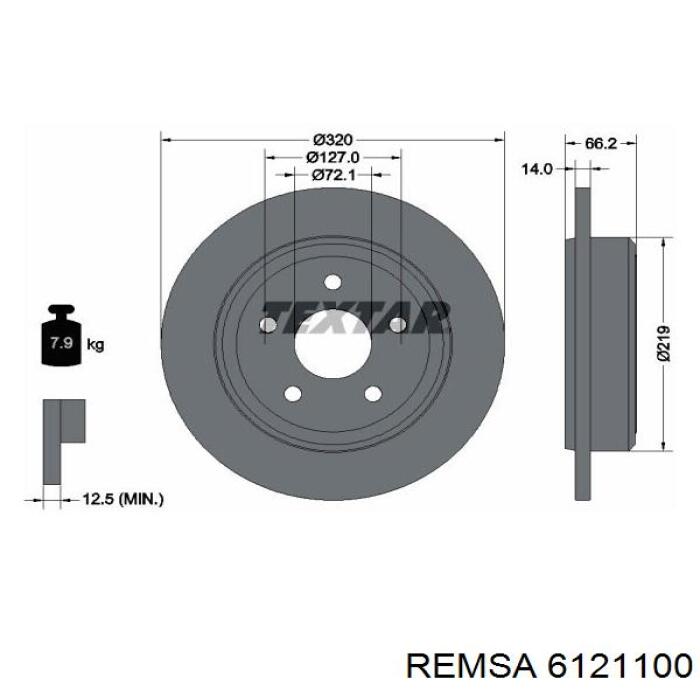 61211.00 Remsa disco de freno trasero