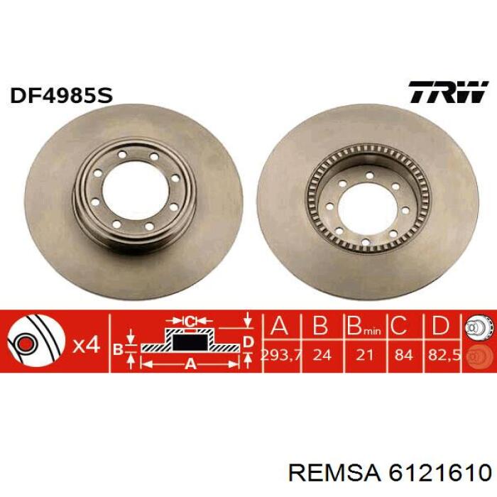 Disco de freno trasero REMSA 6121610
