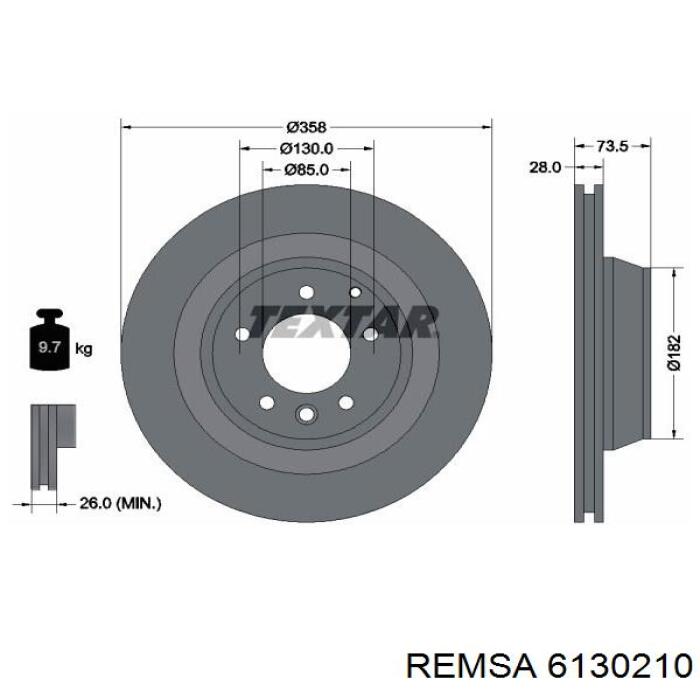 Disco de freno trasero Remsa 6130210 precio, desde 78,75 EUR