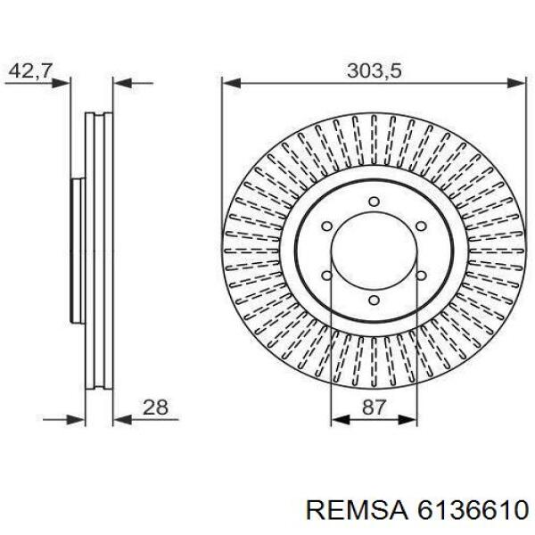 6136610 Remsa freno de disco delantero