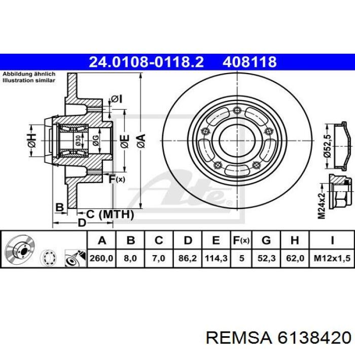 61384.20 Remsa disco de freno trasero