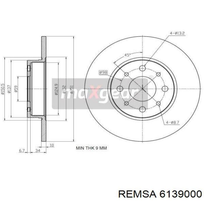 61390.00 Remsa disco de freno trasero