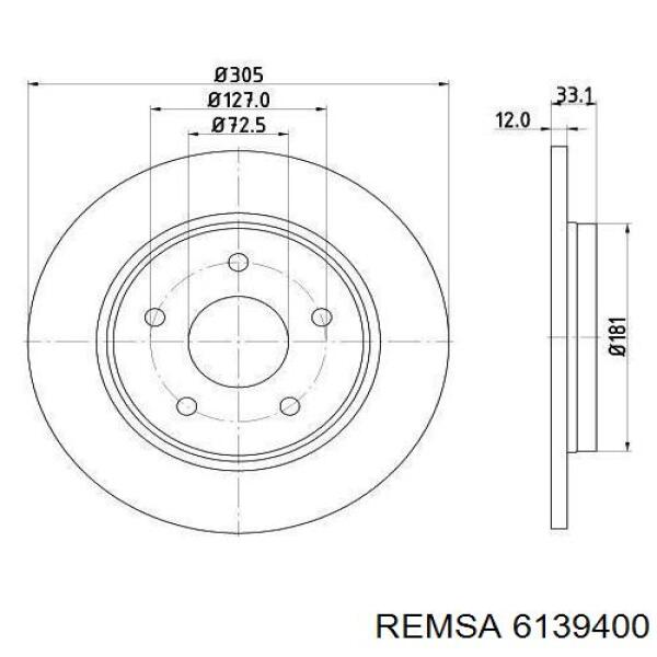 61394.00 Remsa disco de freno trasero