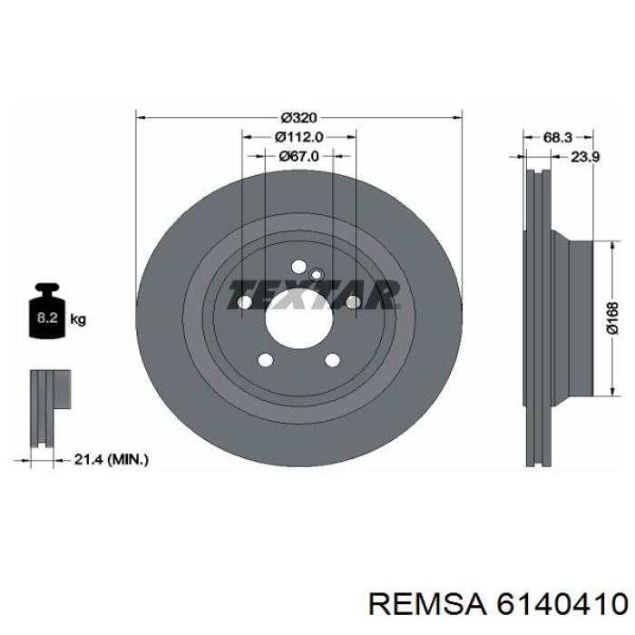 6140410 Remsa disco de freno trasero