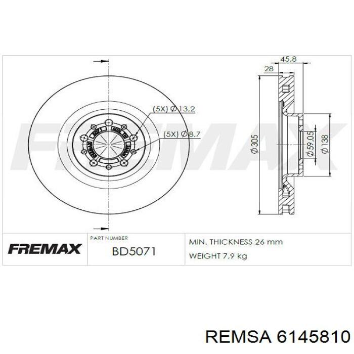 Comprar 6145810 Remsa Freno de disco delantero