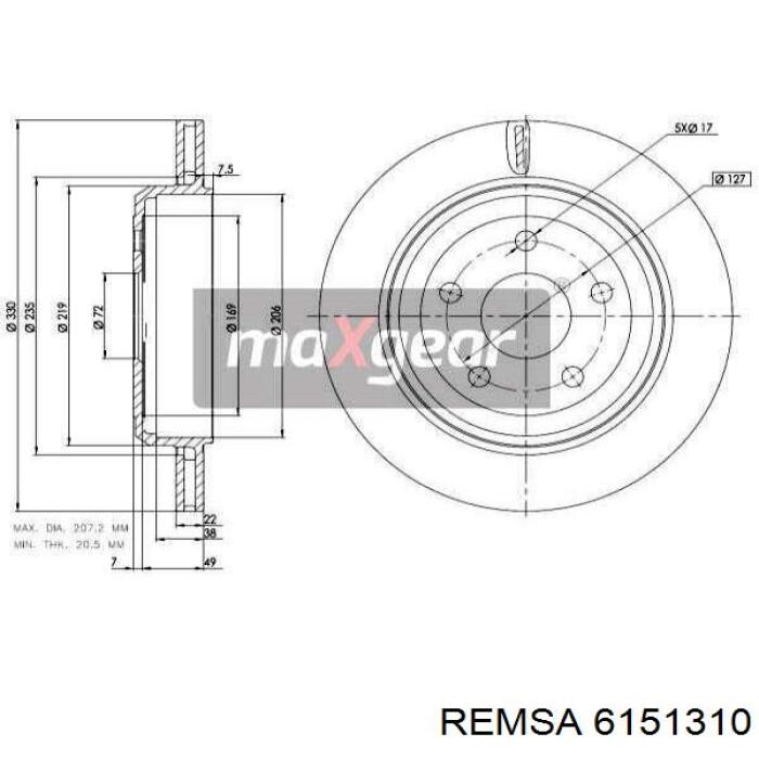 6151310 Remsa disco de freno trasero