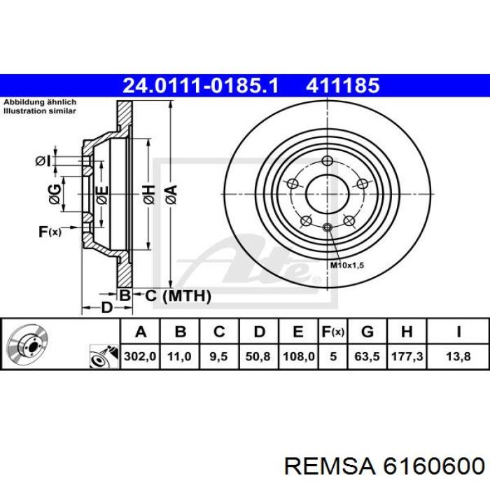 61606.00 Remsa disco de freno trasero