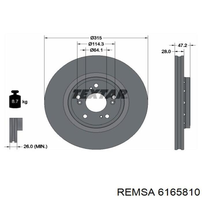 61658.10 Remsa disco de freno delantero