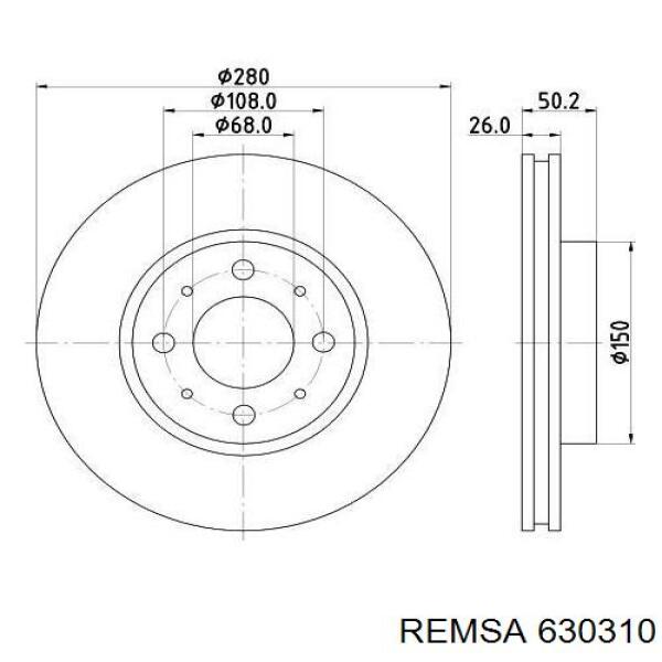 630310 Remsa freno de disco delantero