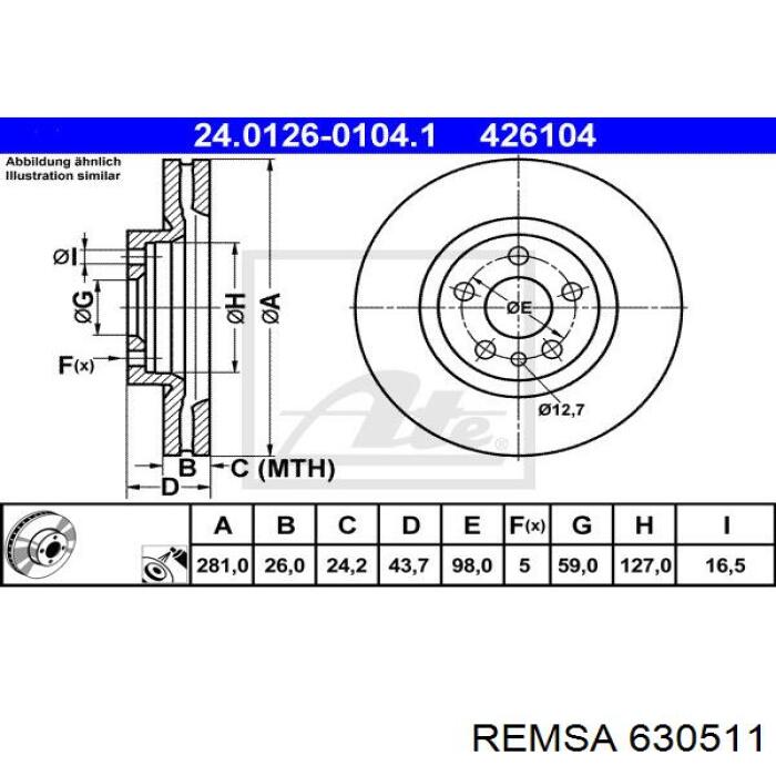 6305.11 Remsa freno de disco delantero