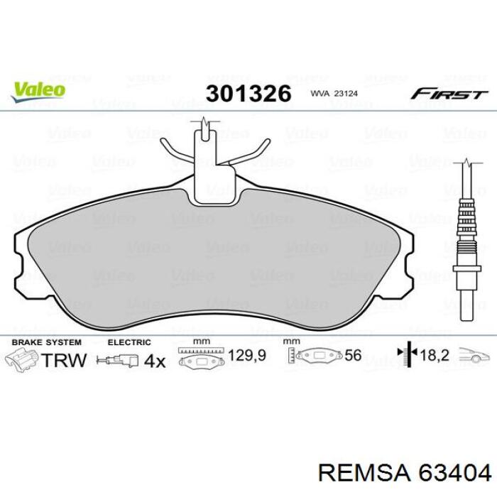 63404 Remsa pastillas de freno delanteras