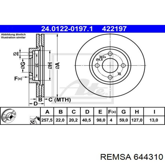 Freno de disco delantero REMSA 644310