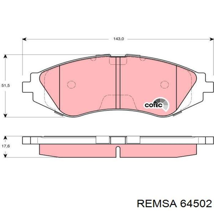 64502 Remsa pastillas de freno delanteras