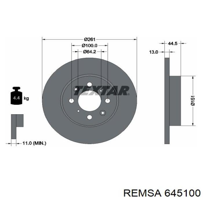 645100 Remsa freno de disco delantero