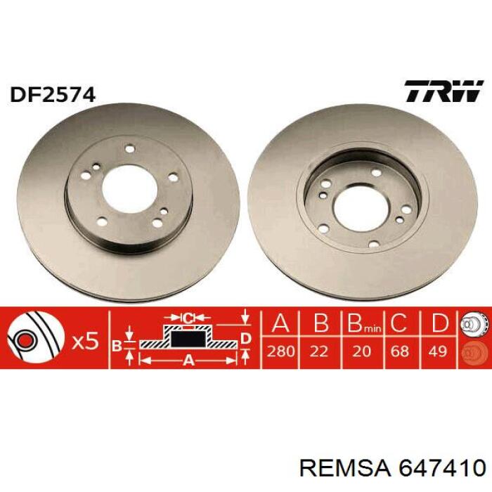 647410 Remsa freno de disco delantero