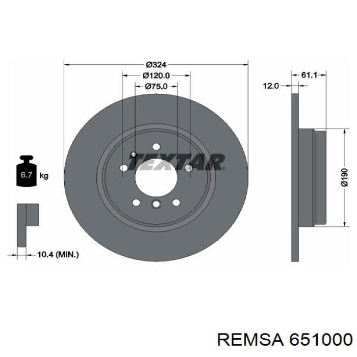 6510.00 Remsa disco de freno trasero