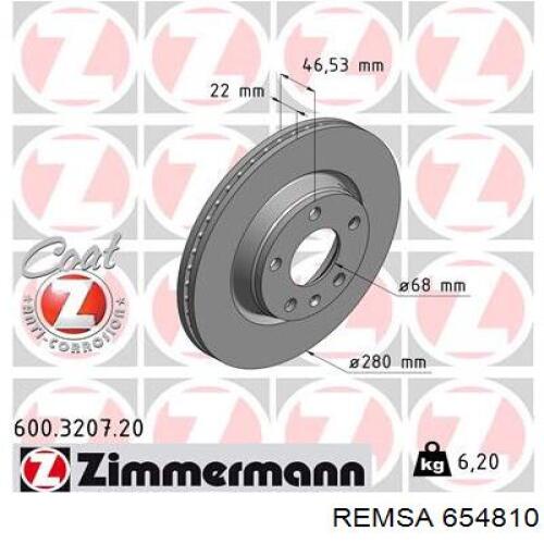 Frenos delanteros Remsa 654810 precio, desde 35,85 EUR